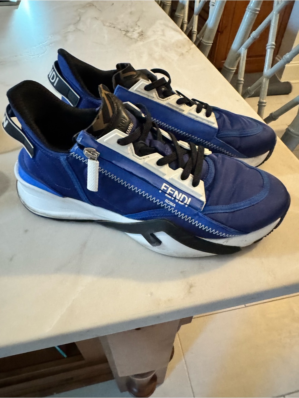 Fendi Men’s Royal Blue and Black Low-Top Sneakers